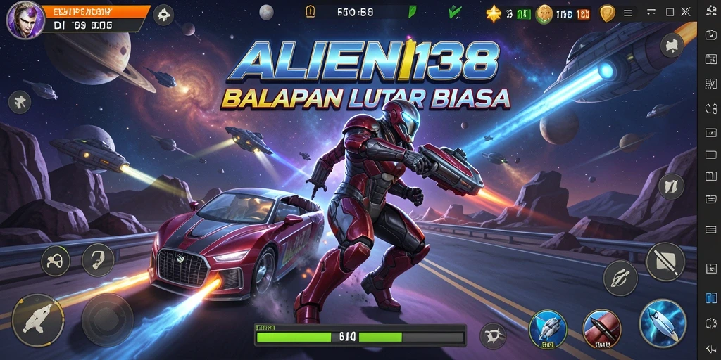 Tangkapan layar utama ALIEN138 menunjukkan balapan kecepatan tinggi di luar angkasa.