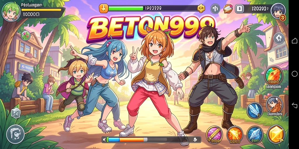 Gameplay BETON999 menampilkan pertarungan seru dengan karakter anime.