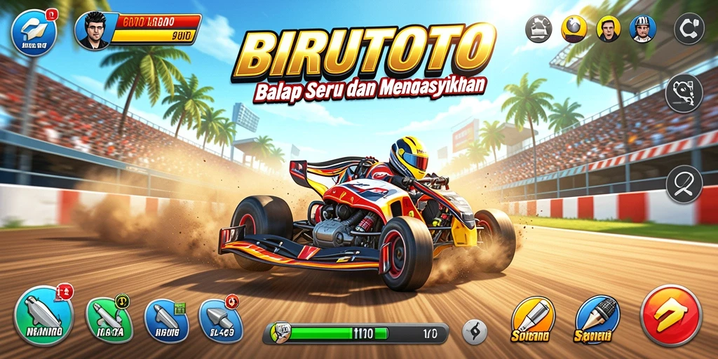 Tampilan gameplay balap penuh adrenalin di BIRUTOTO.