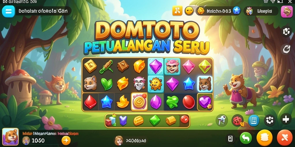 Tampilan menarik gameplay DOMTOTO saat mencocokkan bentuk dan warna.
