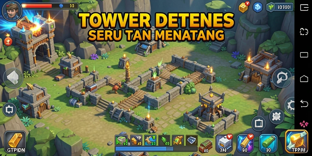 Screenshot gameplay GTPIDN menampilkan pertahanan yang strategis dan grafis yang menarik.