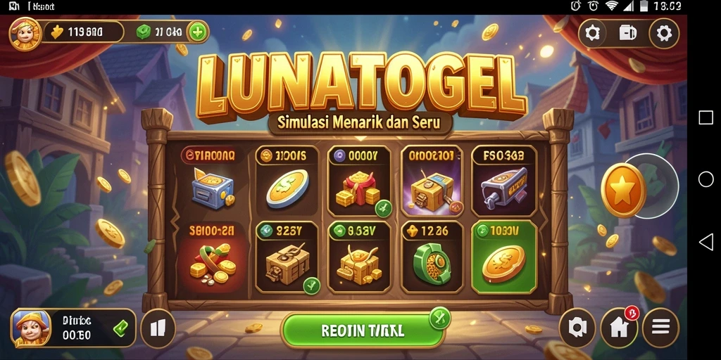 Tampilan gameplay LUNATOGEL yang penuh warna dan dinamis.