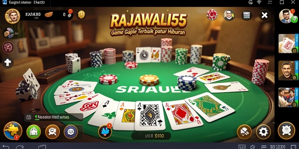 Tampilan gameplay RAJAWALI55 dengan suasana permainan Gaple yang seru.